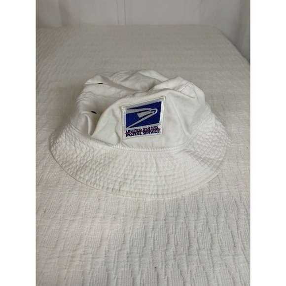 USPS Newhattan Seersucker Bucket Hat L/XL White Cotton Boonie Vented Sun Hat